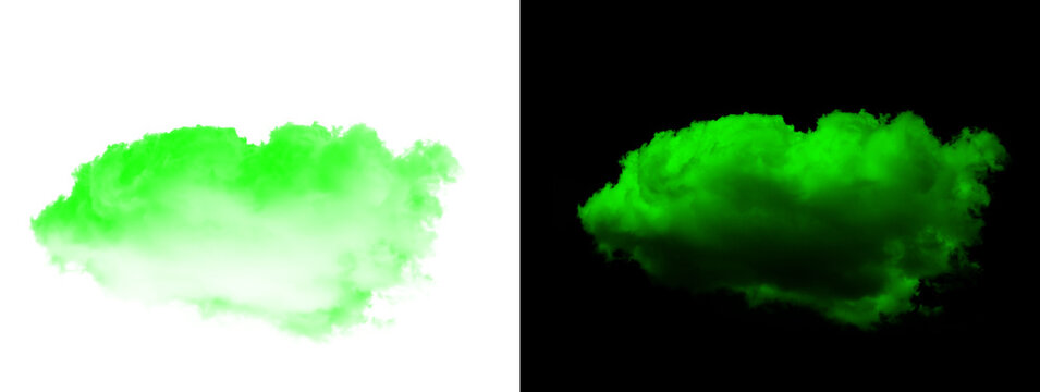 Light Green Blurred Cloud Shape on White and Black Background