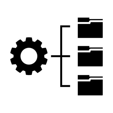 Database setup vector icon. Folder setup Illustration sign. Technical folders symbol. Folder logo.