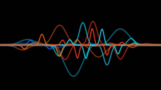 Sound Waves Abstract flowing visualization dynamic frequency spectrum for audio equalizer display. Modern graphic background for technology, music, or data concept.