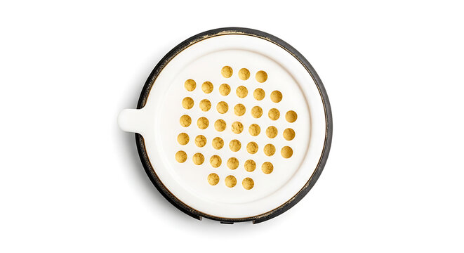 Advanced circular component with intricate yellow mesh pattern for precise filtration