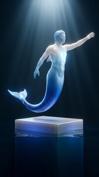 Celestial Abyssal Pearl Scale Glass Palaemon Divine Youth Dolphin Traits Open Sea Savior Of Aegea Levitating Above Sunken Pedestal