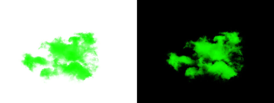 Lime Green Glowing Interconnected Fuzzy Blob on White and Black Background