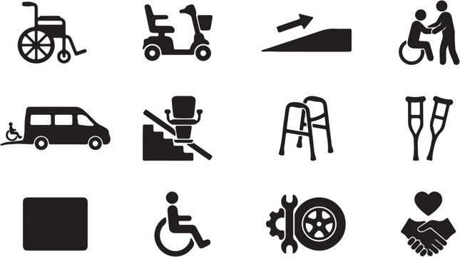 Accessibility icons for disabled people.