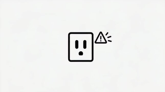 Electrical power outlet icon with warning caution symbol