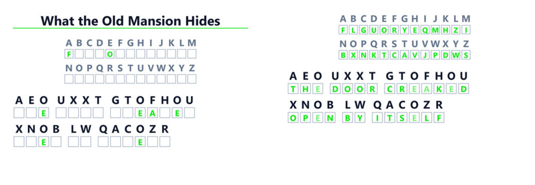 Cryptogram puzzle with symbols and letters on white background  