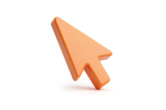 Smooth Orange Cursor Arrow Pointer Isolated on White Background, 3d Render