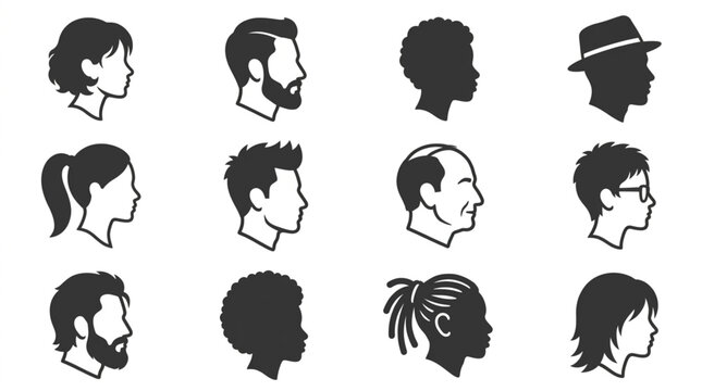 Diverse Human Profile Silhouettes Collection.