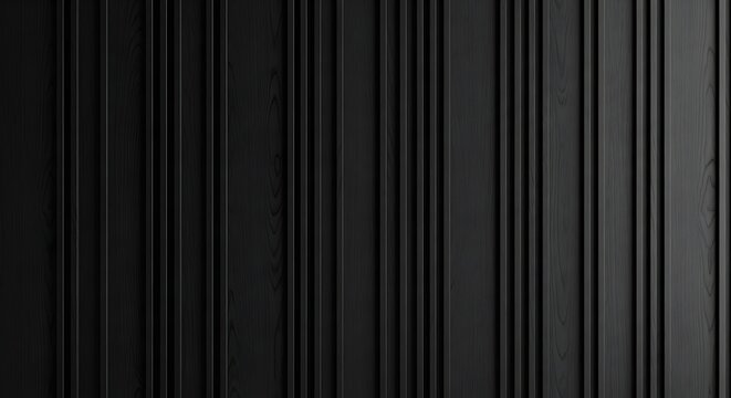 Modern black vertical slatted wood wall panel texture
