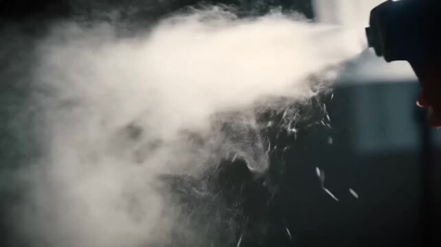 Close-up of steam being released from a device outdoors.