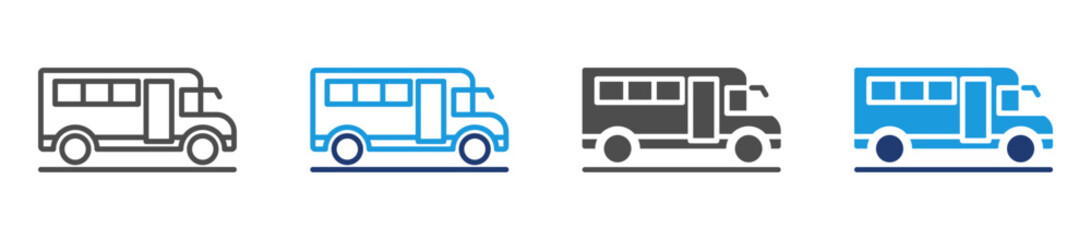 school bus multiple style icon set © miftahul
