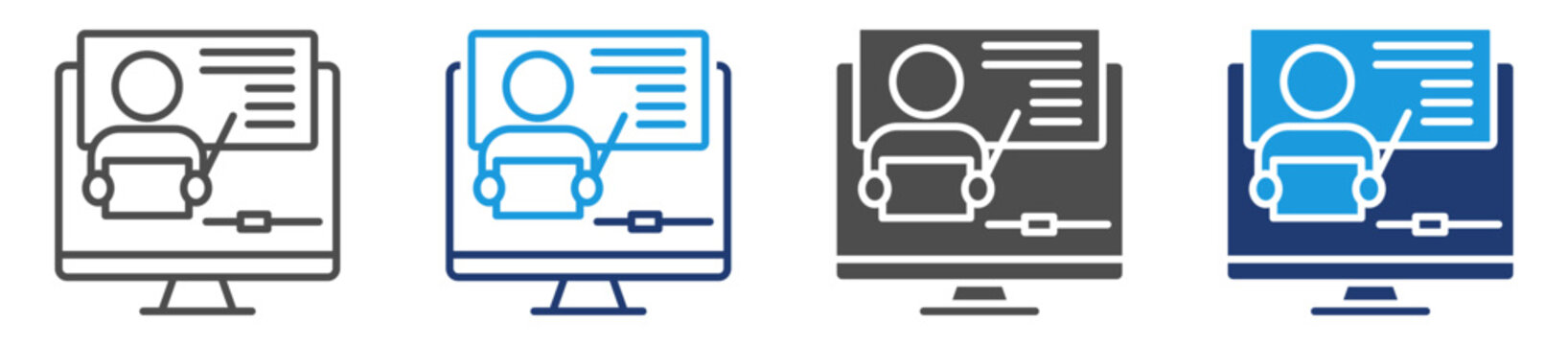 online class multiple style icon set