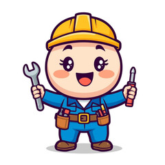 Fototapeta premium Cute Electrician Mascot Cartoon Character Vector Illustration