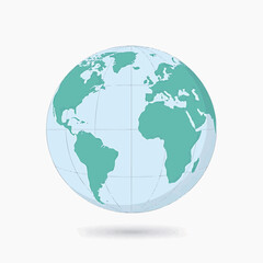 Obraz premium Earth globe showing Americas and Africa with drop shadow