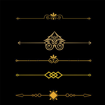 Divider Silhouette Collection Isolated on Black Background