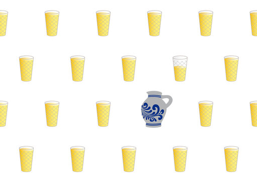 apfelwein glas und bembel: nahtloses hintergrund muster, transparent ohne hintergrund. typisches getr&auml;nk aus hessen, gastronomie und kultur