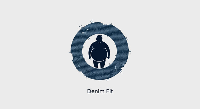Denim Fit Logo with Male Silhouette in Textured Circle