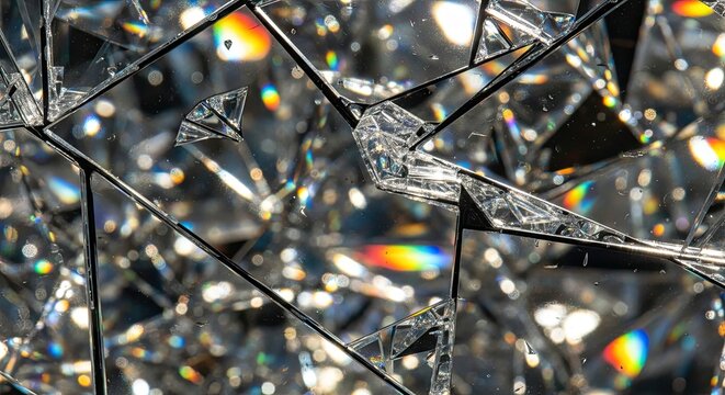 Abstract Geometric Crystal Facets with Rainbow Light Refractions.