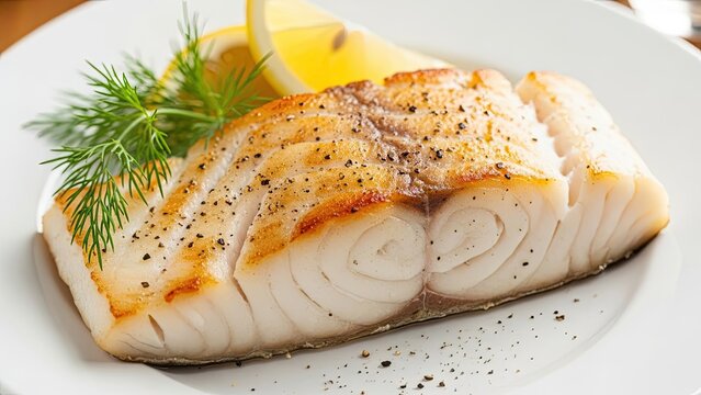 Delicious Grilled Fish Fillet with Lemon and Dill.