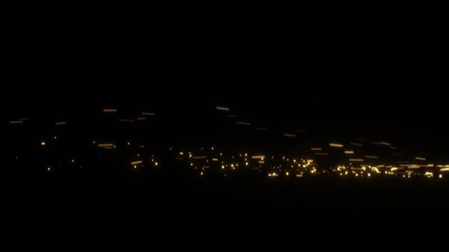 Distant City Lights Twinkling in the Pitch Black Night.