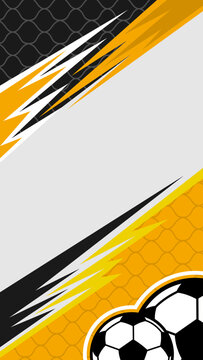 Dynamic Yellow and Black Soccer Sports Flyer Background Template. Soccer football vertical vector background.
