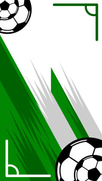 Soccer Football Sports Social Media Vertical Background with Green. Soccer football vertical vector background.