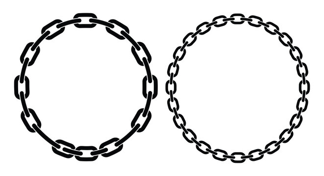 chain link circles in silhouette circle black white background vector graphic design border frame pattern ornament