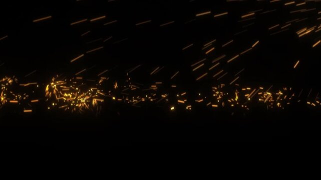 Industrial Grinding Process Creating Bright Golden Sparks in a Dark Workshop.