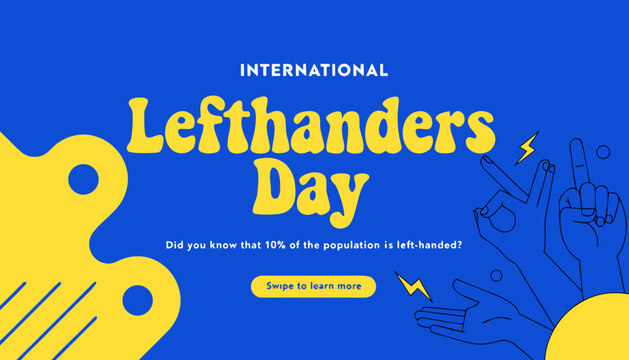 Lefthanders Day, International Left Handers Day, Left-Handed Awareness, Hand Preference Vector