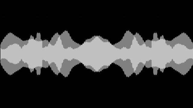 White and black audio visualization effect. Looping, unique, useful as an element or background, for demonstration and scientific visualization.