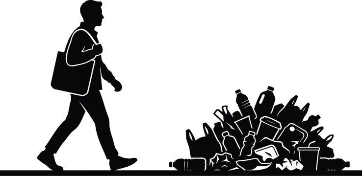Silhouette pollution vector for environmental awareness poster template