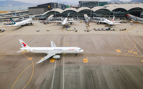 The Airbus A321 fleet of China Eastern Airlines operated at Hong Kong International Airport.