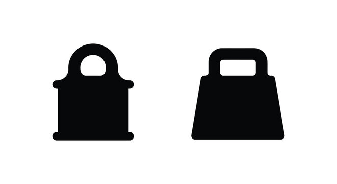 two weight shapes in black silhouette shape balance scale mass measure physics science tool equipment icon