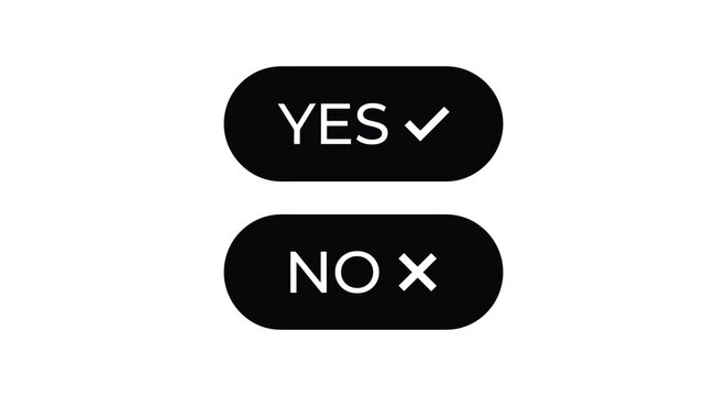 yes and no buttons silhouette toggle switch choice decision options binary selection acceptance rejection positive negative