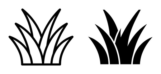 Grass Icons, Outline and Silhouette, Greenery Elements for Nature and Garden Design © pixostudio