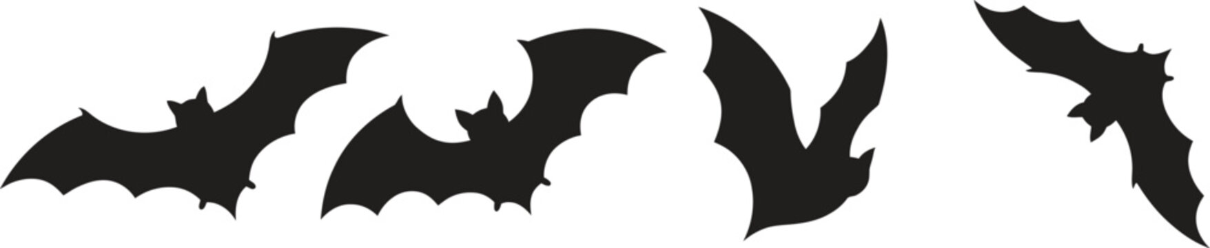 Bats silhouettes flying across white background for halloween decoration theme