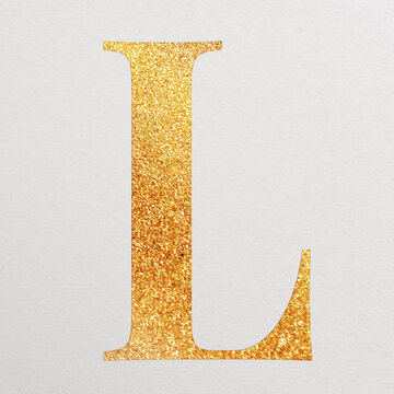 Letter l gold foil alphabet illustration