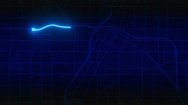 Las Vegas Route Navigation Animation Blue City Map 4K MP4
