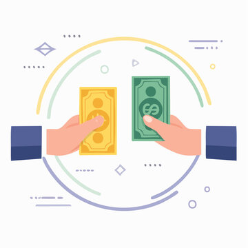 Hands Exchanging Money Bills