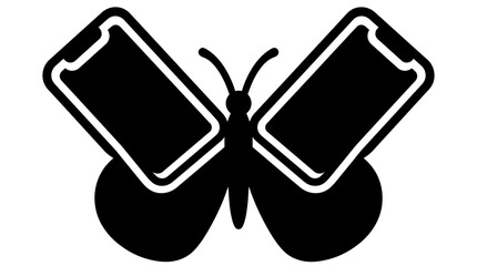 Fototapeta premium Abstract Butterfly Shape Composed of Mobile Phones and Wings.