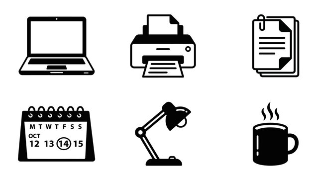 Office supplies and gadgets on a desk for business and productivity work