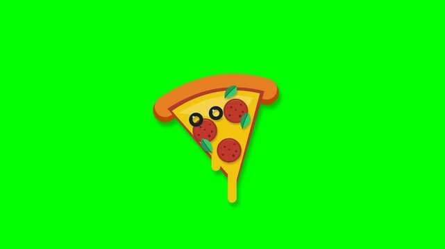 Premium Floating Pizza Slice Animation Top View in 4K, Seamless Green Screen Food Motion Graphic