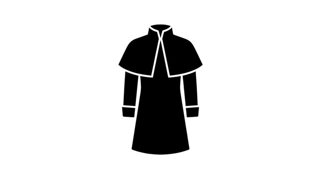 Black Clerical Cassock with Capelet Isolated on White Background.