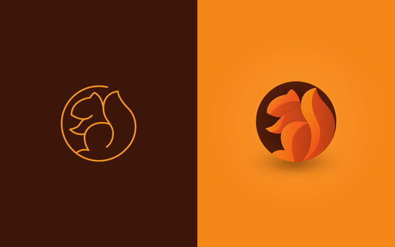Squirrel Logo Variations Line Gradient