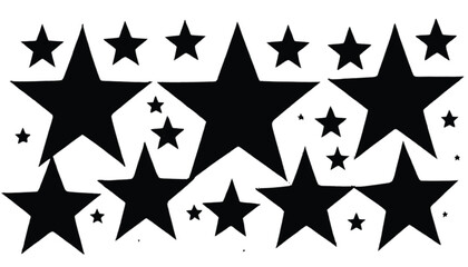 Obraz premium Stars of varying sizes are arranged in a dense composition to create a dynamic visual pattern that works perfectly for festive decorations or background designs requiring a bold and clean aesthetic.