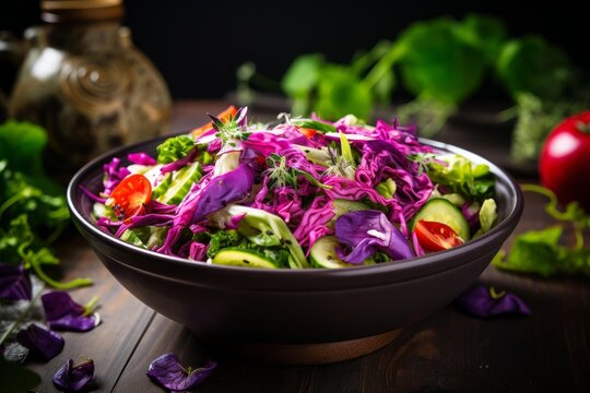 Healthy mixed vegetable salad presenting vibrant colors and fresh ingredients