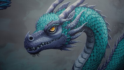 Obraz premium Contemporary surrealist dragon mural art for whimsical photo wallpaper cards