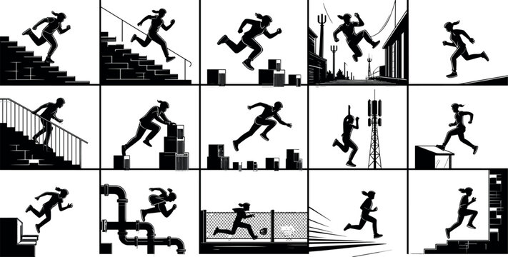Emergency rescue team and first aid medical service icons set black and white flat vector illustration isolated on white background