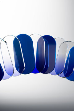 3D glass capsule wave with blue transparent wall design