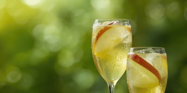 Cool and tangy apple summer drink presented in stylish glasses