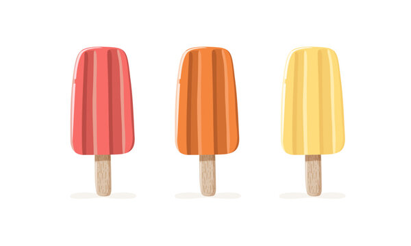 Strawberry, orange and lemon ice pop isolated vector